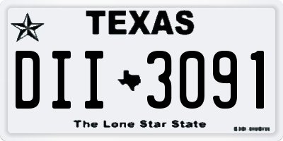 TX license plate DII3091