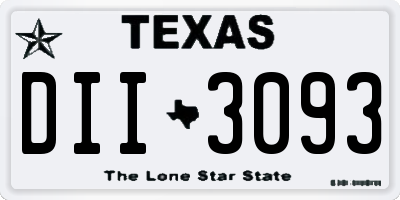 TX license plate DII3093