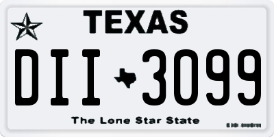 TX license plate DII3099