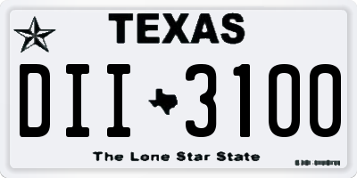 TX license plate DII3100