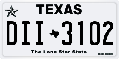 TX license plate DII3102