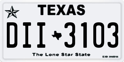 TX license plate DII3103