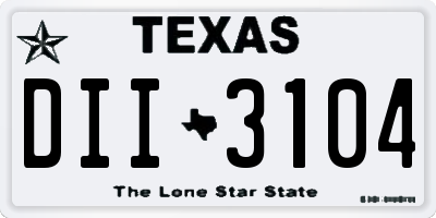 TX license plate DII3104