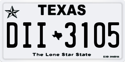 TX license plate DII3105