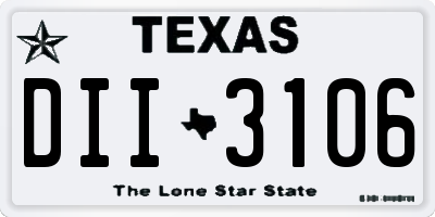 TX license plate DII3106