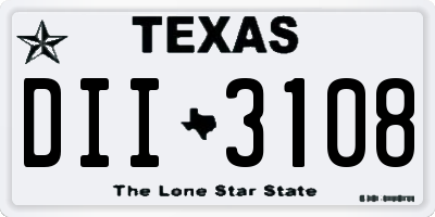 TX license plate DII3108