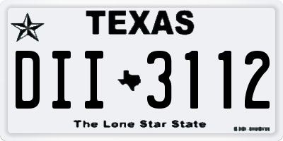 TX license plate DII3112