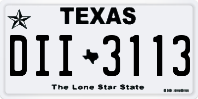 TX license plate DII3113
