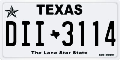 TX license plate DII3114