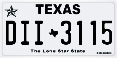 TX license plate DII3115