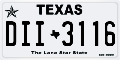 TX license plate DII3116