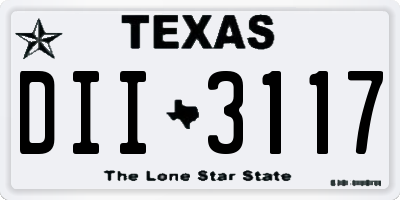 TX license plate DII3117