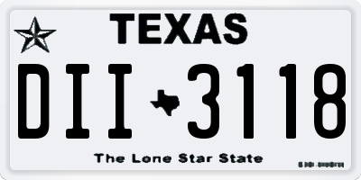 TX license plate DII3118