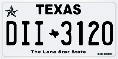 TX license plate DII3120