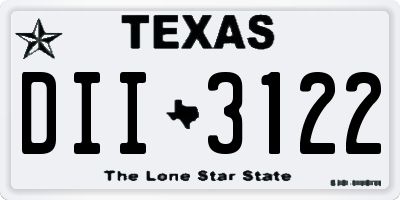 TX license plate DII3122