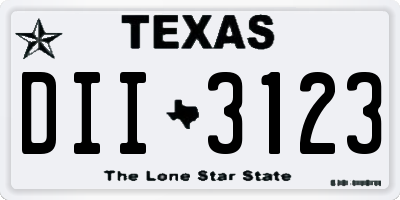 TX license plate DII3123
