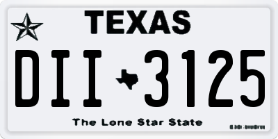 TX license plate DII3125