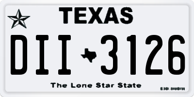 TX license plate DII3126