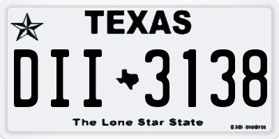 TX license plate DII3138
