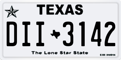TX license plate DII3142