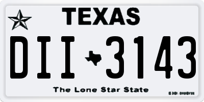 TX license plate DII3143