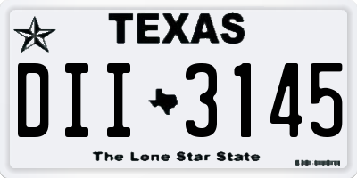 TX license plate DII3145
