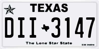 TX license plate DII3147
