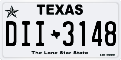 TX license plate DII3148