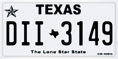 TX license plate DII3149