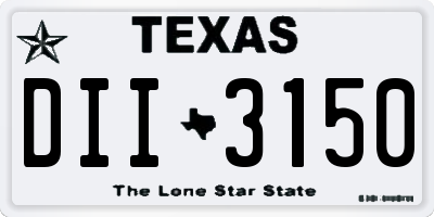 TX license plate DII3150