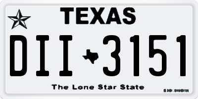 TX license plate DII3151