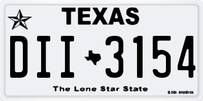 TX license plate DII3154