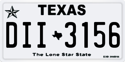 TX license plate DII3156