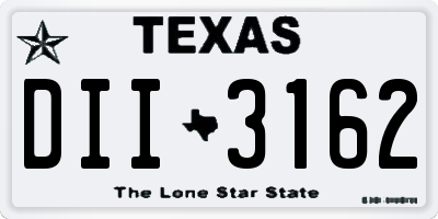 TX license plate DII3162