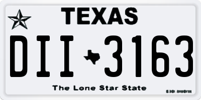 TX license plate DII3163