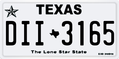TX license plate DII3165