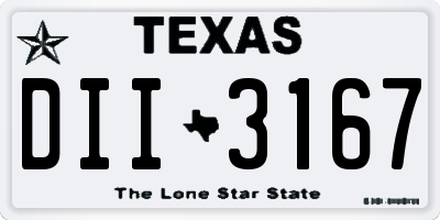 TX license plate DII3167
