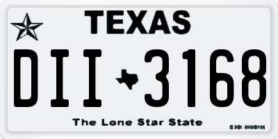 TX license plate DII3168