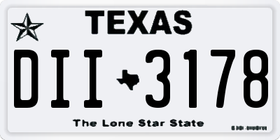 TX license plate DII3178