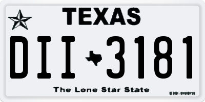 TX license plate DII3181