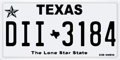 TX license plate DII3184