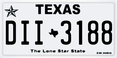 TX license plate DII3188