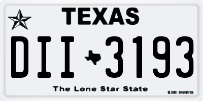 TX license plate DII3193