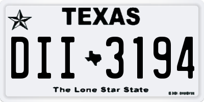 TX license plate DII3194
