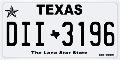 TX license plate DII3196