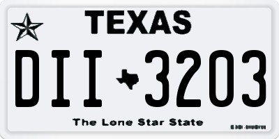TX license plate DII3203