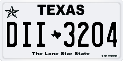 TX license plate DII3204