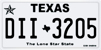 TX license plate DII3205