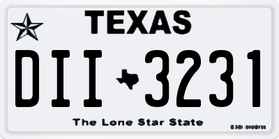 TX license plate DII3231