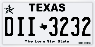 TX license plate DII3232